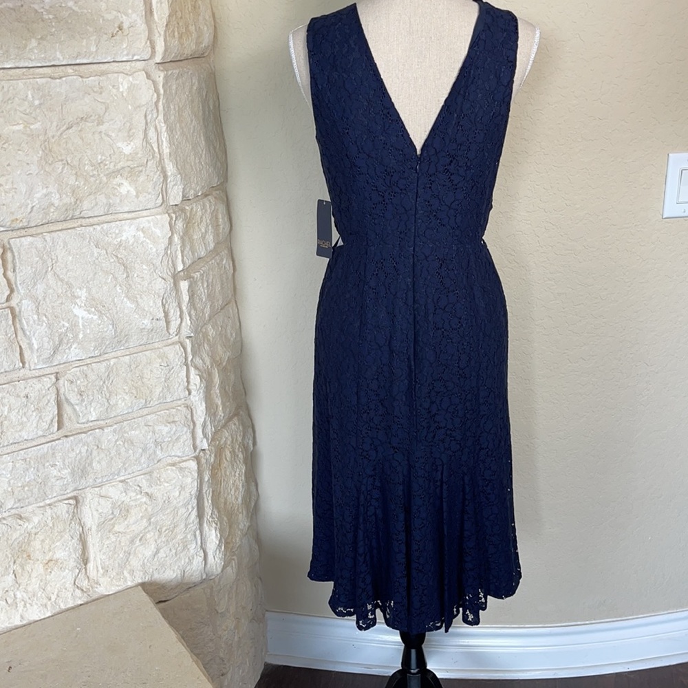 NWT  RACHEL Rachel Roy Navy Elana Lace Dress Cut out Side  Dress - Picture 6 of 14